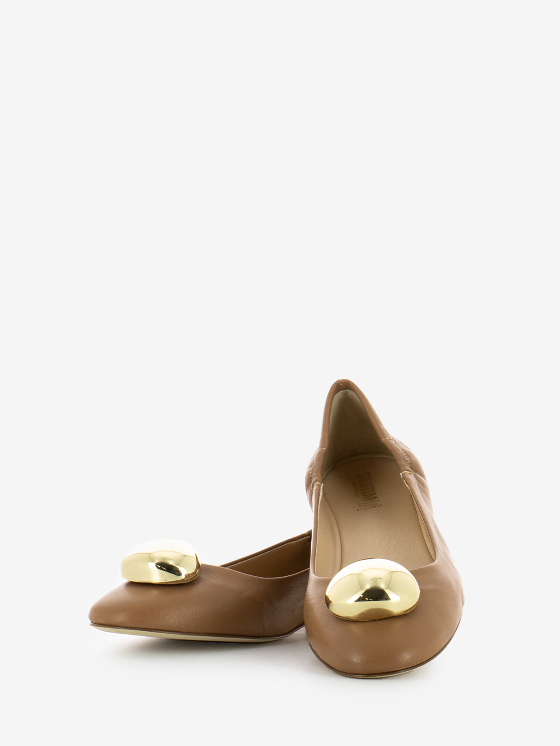 Ballerine in pelle con dettaglio cuoio