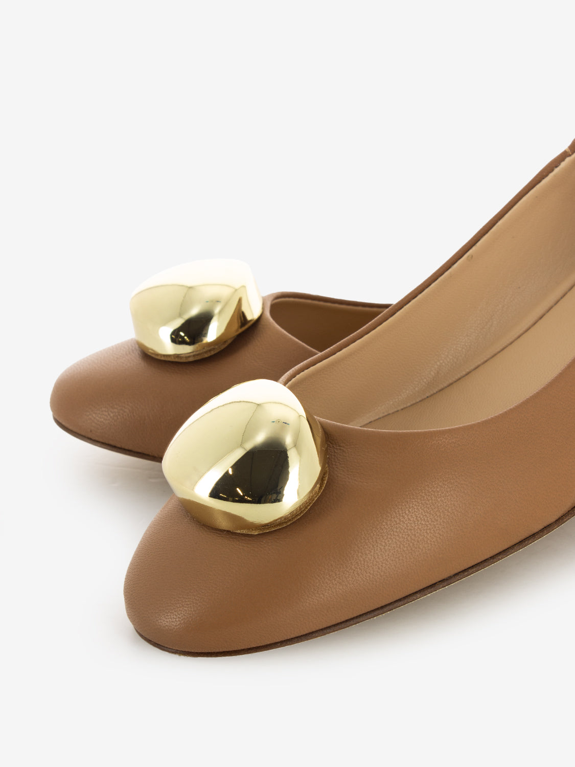 Ballerine in pelle con dettaglio cuoio