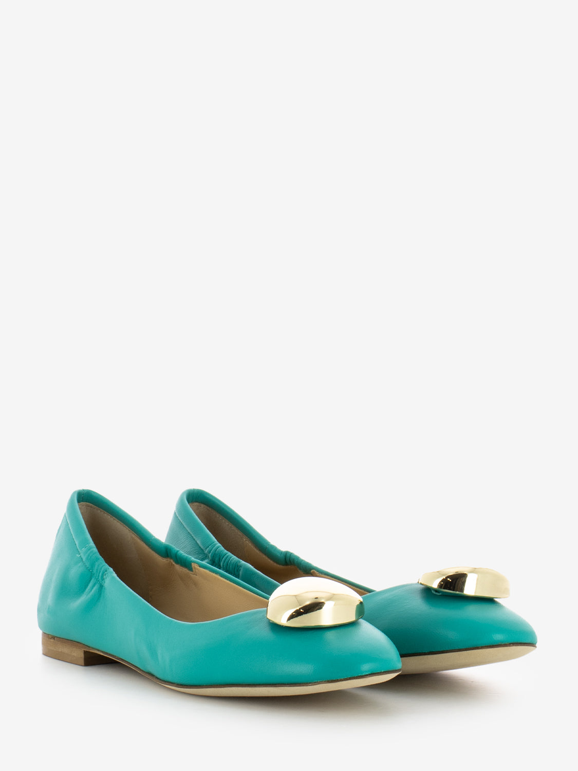 Ballerine in pelle con dettaglio verde