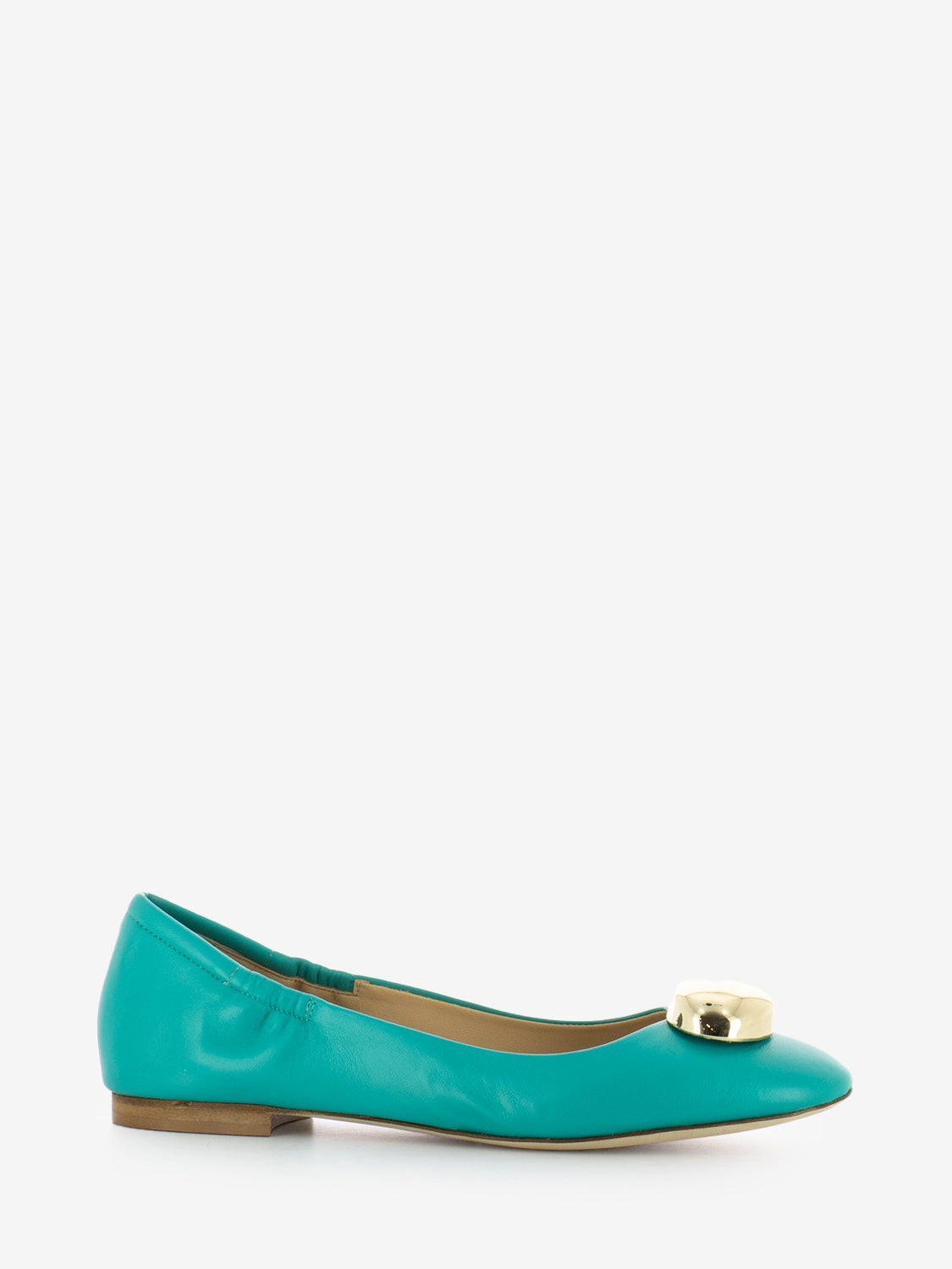 Ballerine in pelle con dettaglio verde