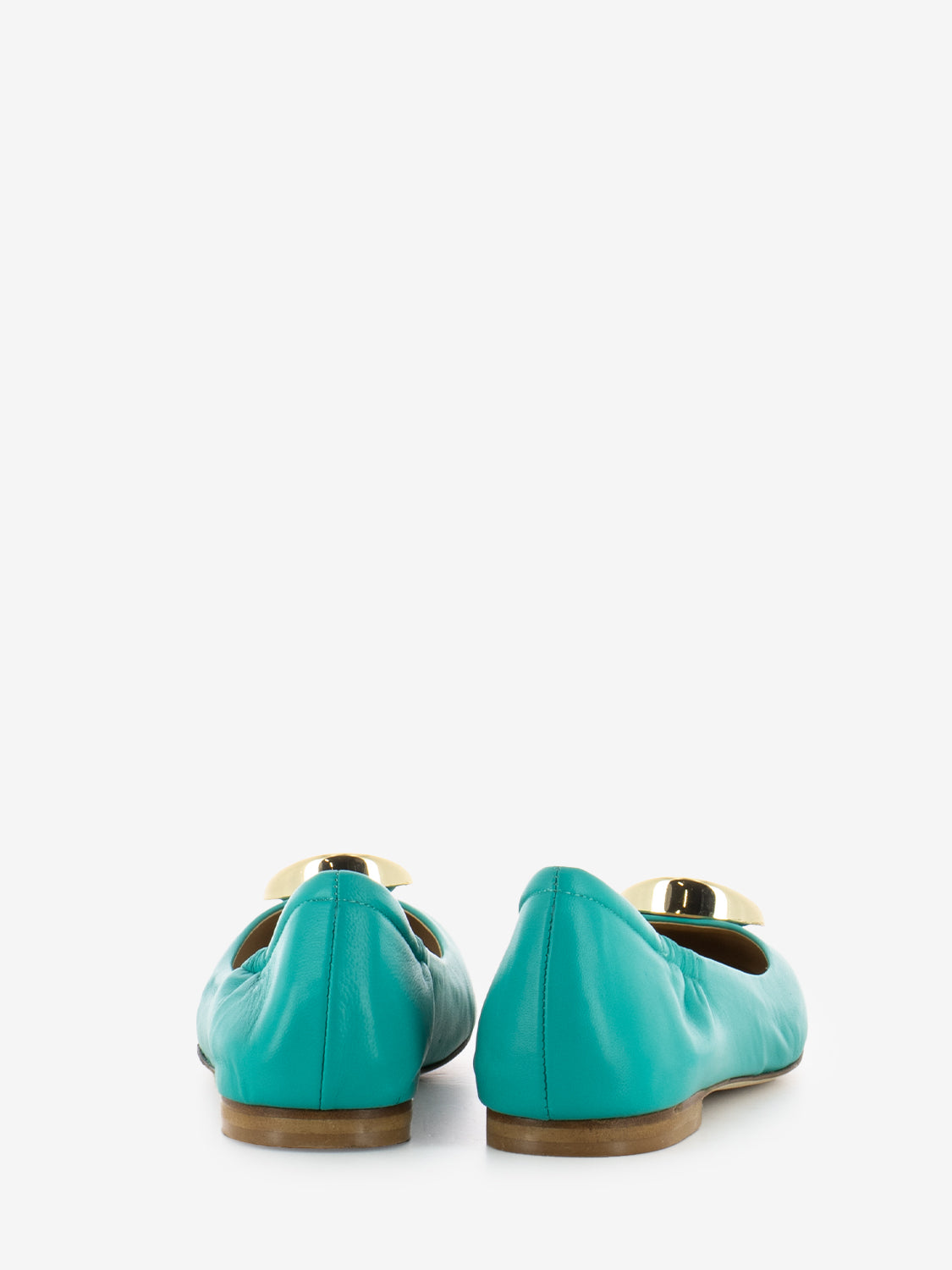 Ballerine in pelle con dettaglio verde