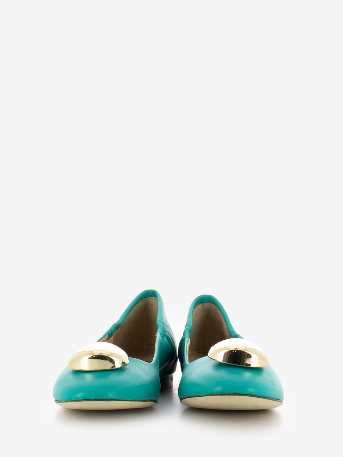Ballerine in pelle con dettaglio verde