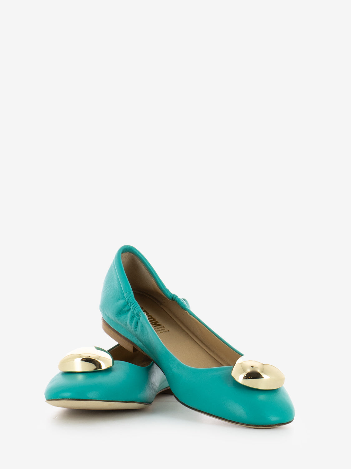 Ballerine in pelle con dettaglio verde