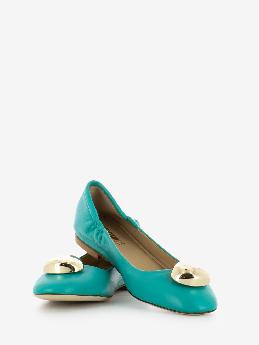 Ballerine in pelle con dettaglio verde