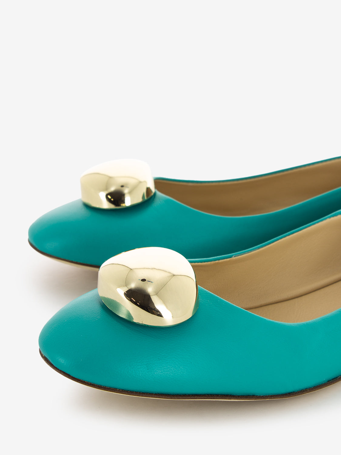 Ballerine in pelle con dettaglio verde