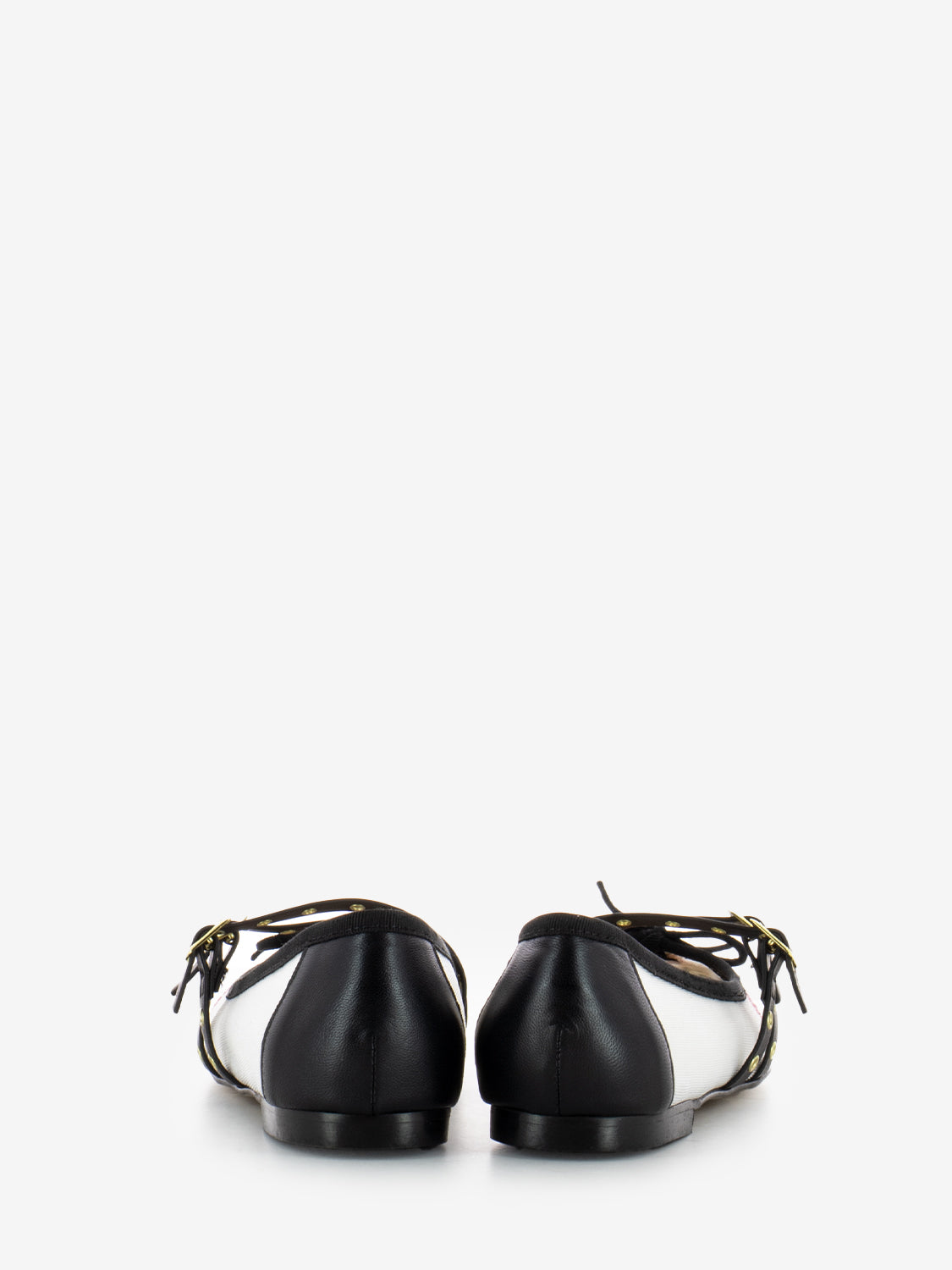 Ballerine in tessuto ricamato con fibbie bianco