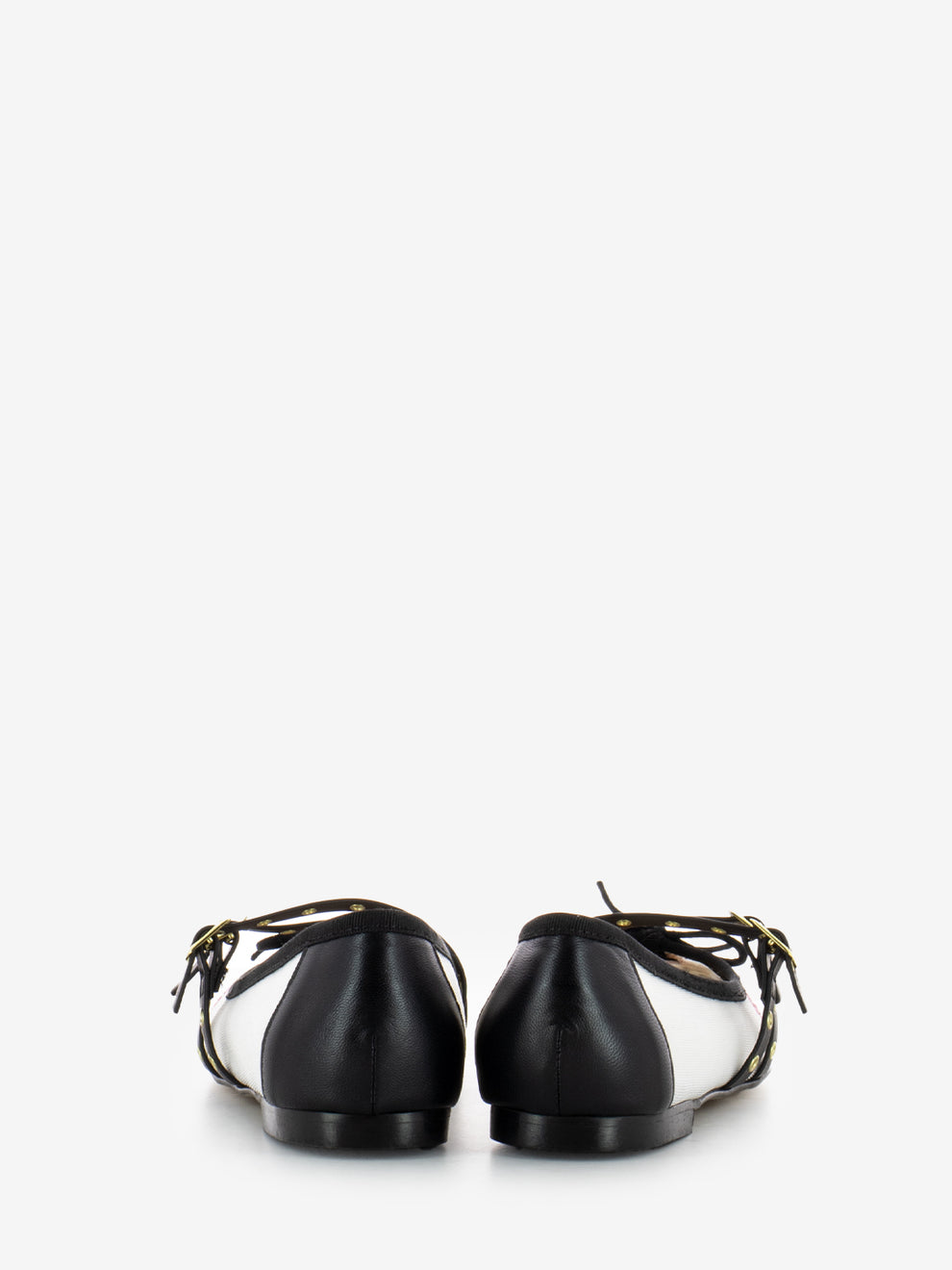 Ballerine in tessuto ricamato con fibbie bianco