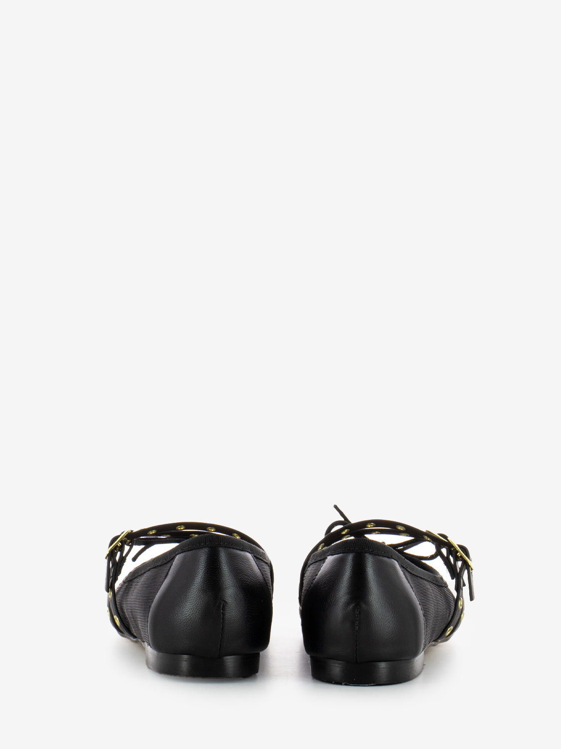 Embroidered fabric ballerinas with black buckles