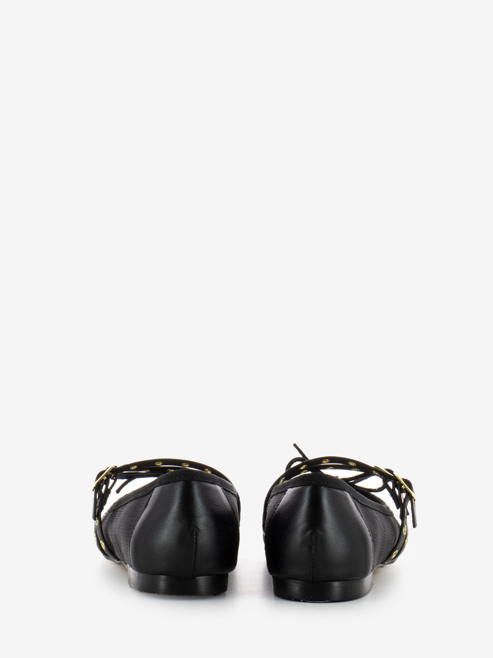 Embroidered fabric ballerinas with black buckles