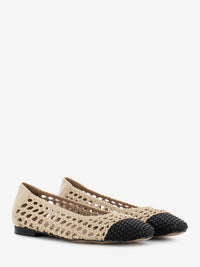 Beige/black braided ballerinas