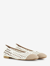 White/beige braided ballerinas