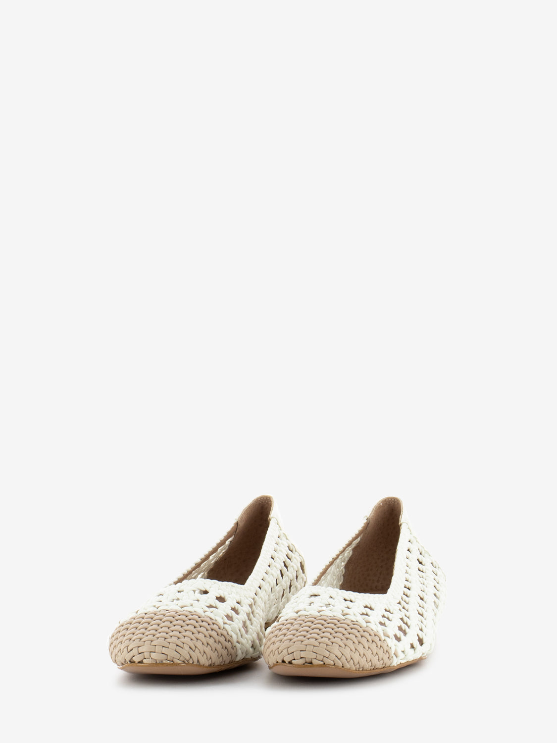 White/beige braided ballerinas