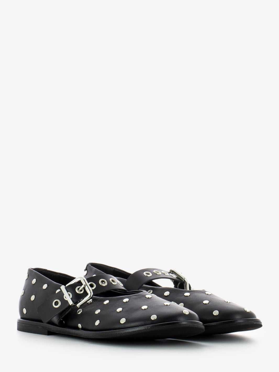 Ballerine nappa con borchie nero