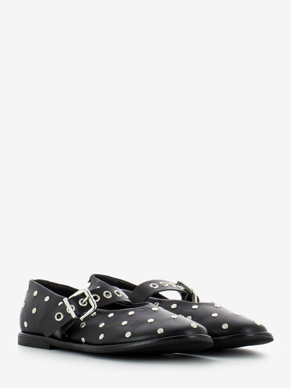 Ballerine nappa con borchie nero