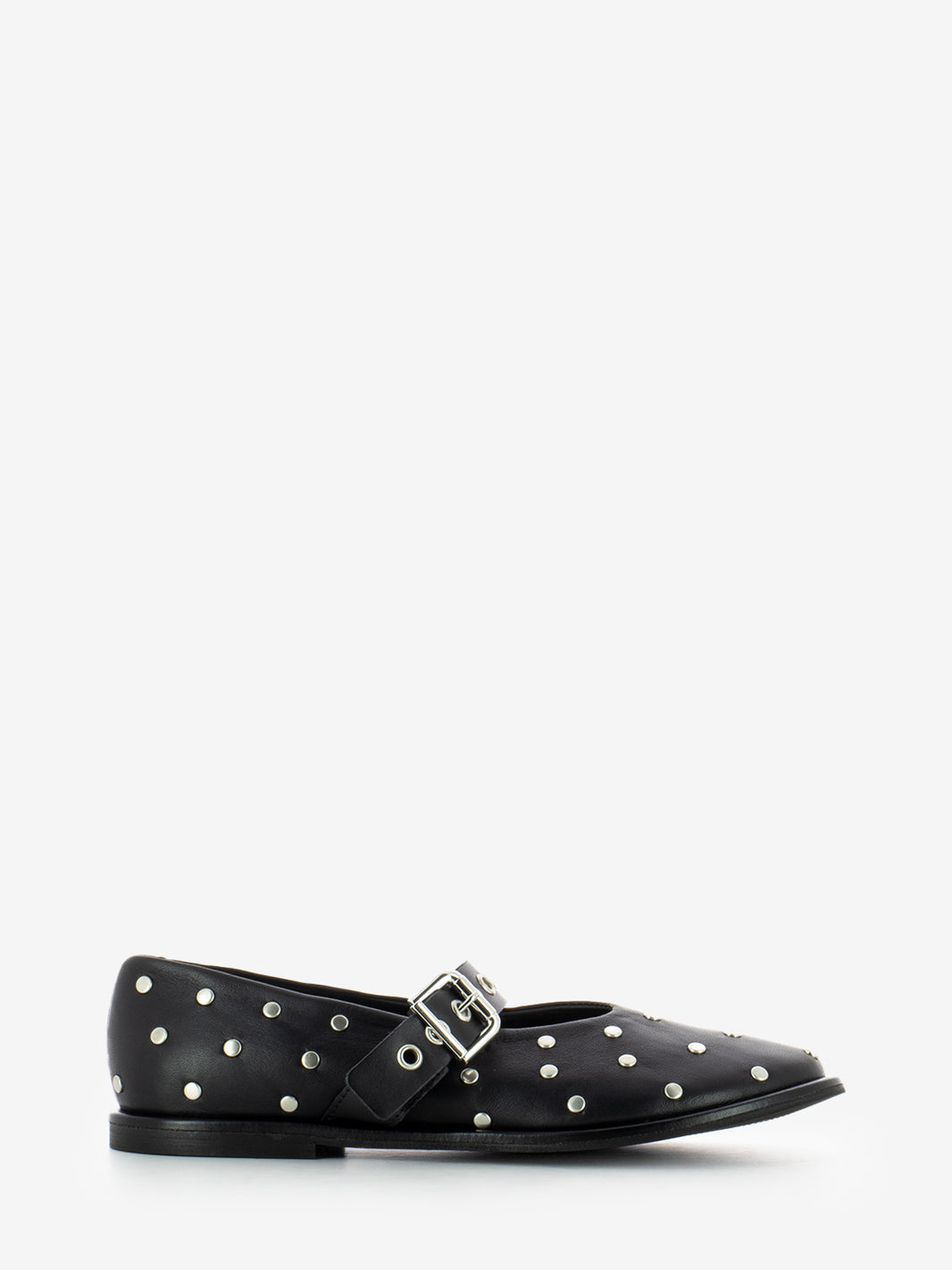 Ballerine nappa con borchie nero