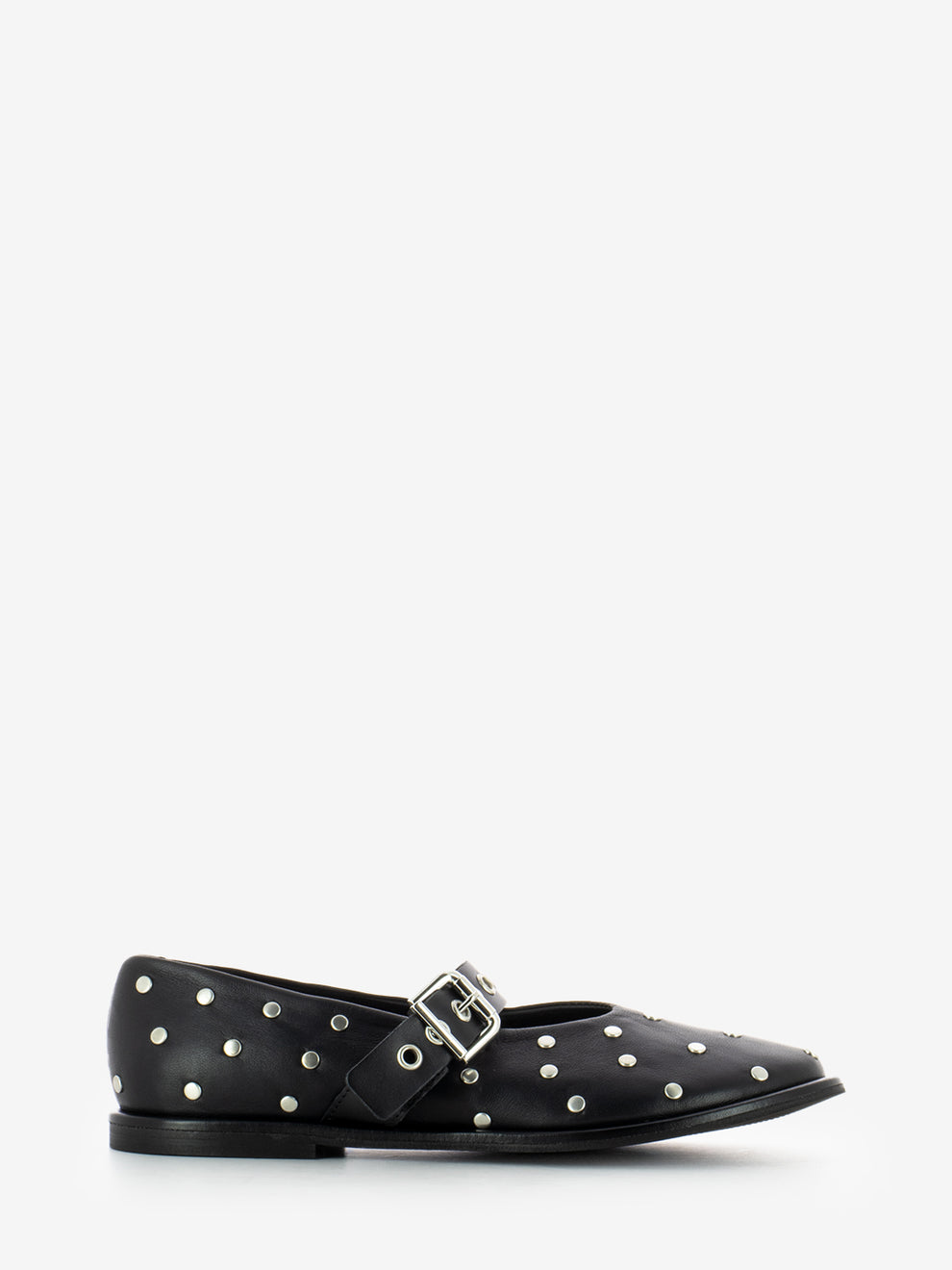Ballerine nappa con borchie nero