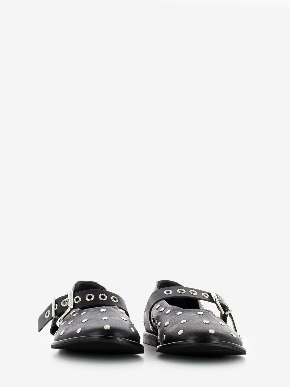 Ballerine nappa con borchie nero
