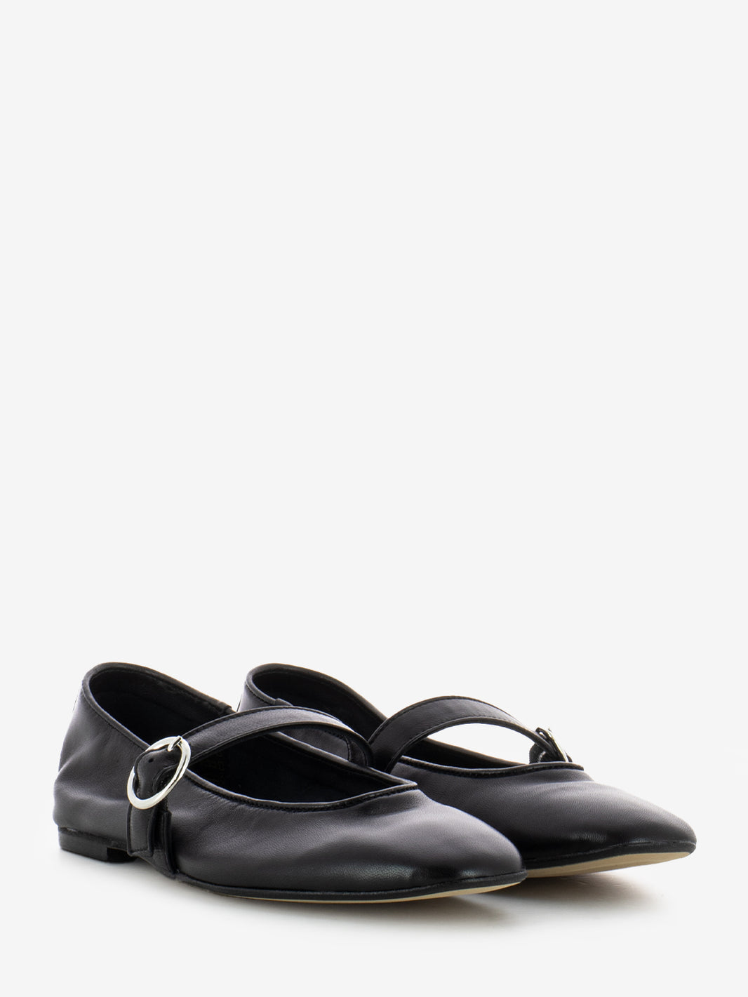 Ballerine punta squadrata pelle nero