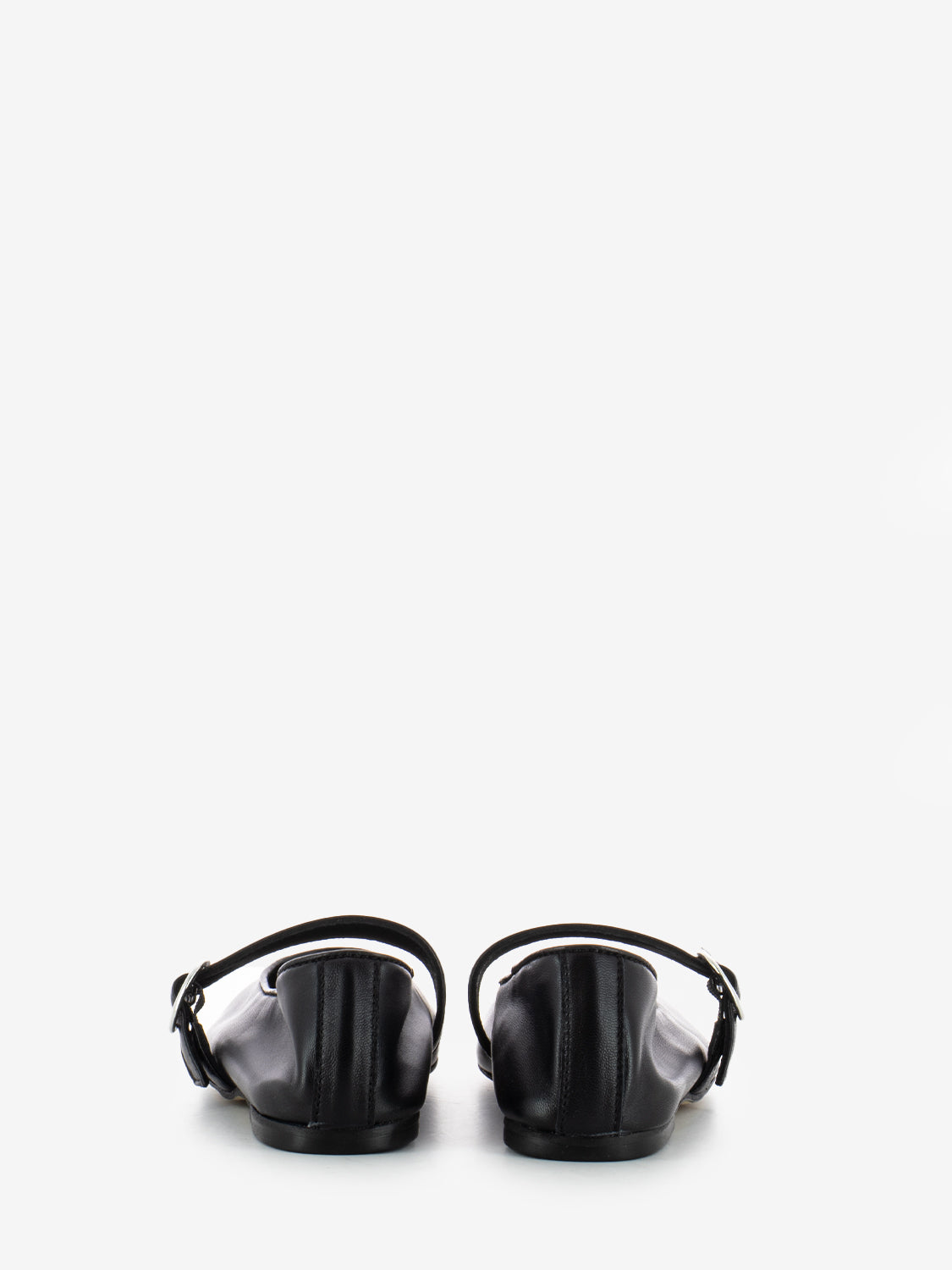 Black leather square toe ballerinas