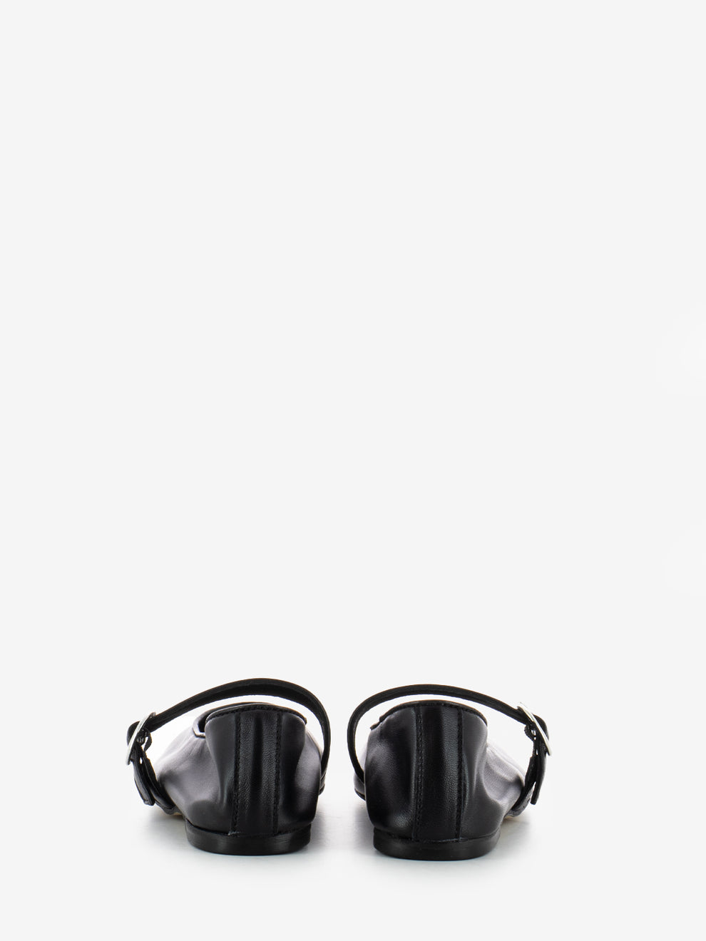 Black leather square toe ballerinas