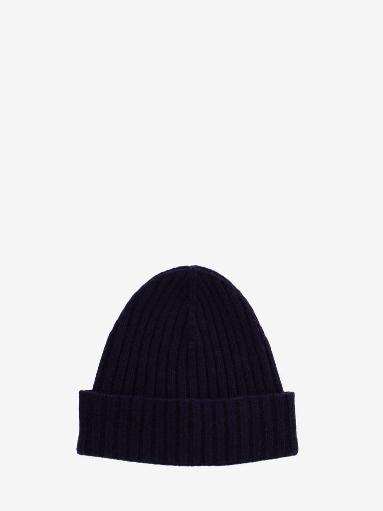 STIMM - Beanie a coste in cashmere blu