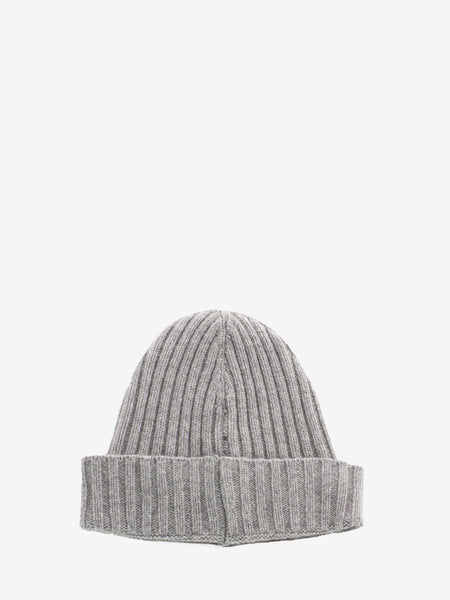 Beanie a coste in cashmere cenere