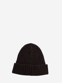 Dark Brown Cashmere Ribbed Beanie