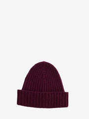 STIMM - Beanie a coste in cashmere vinaccia