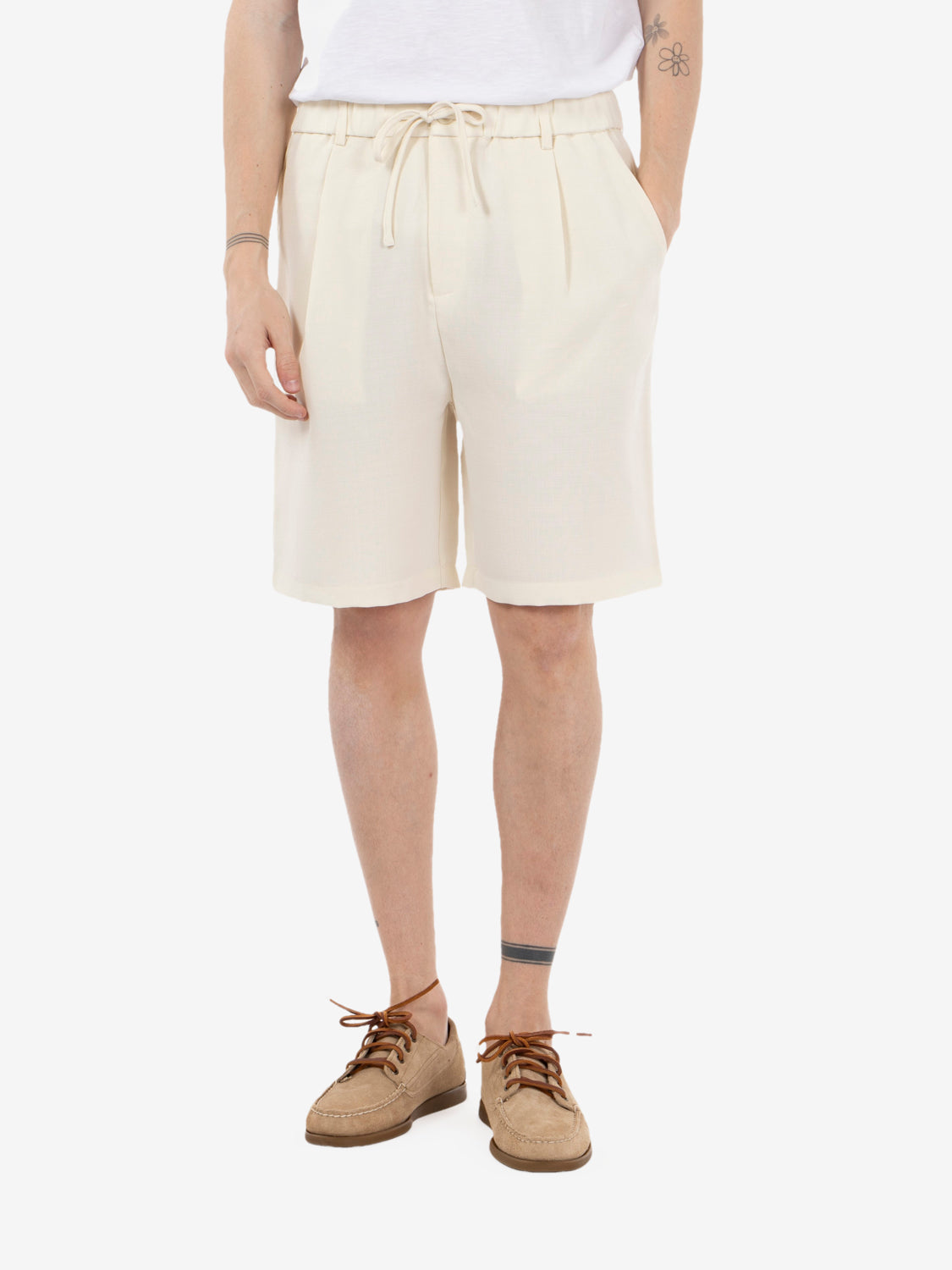 Bermuda con coulisse panna