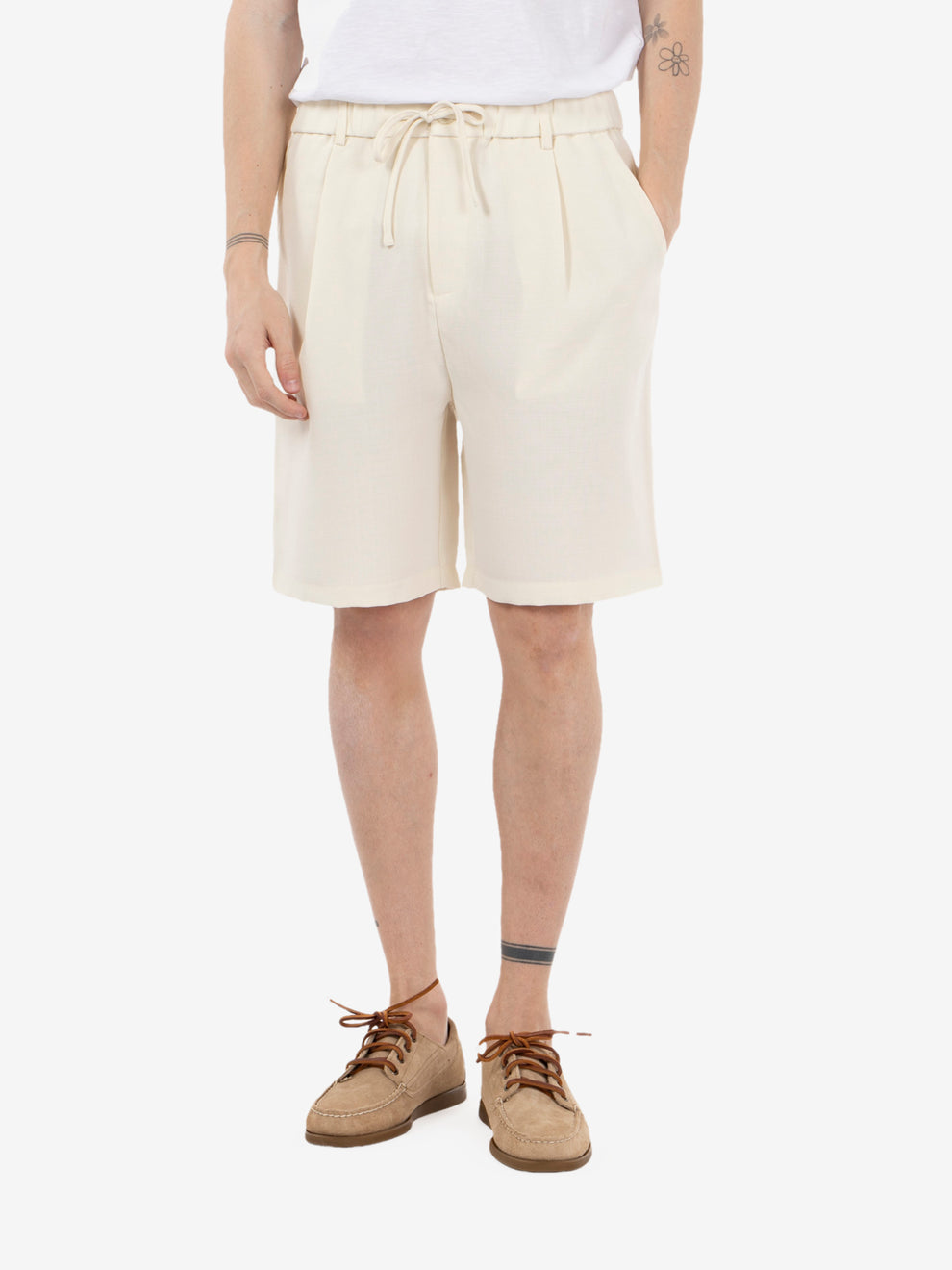 Bermuda con coulisse panna