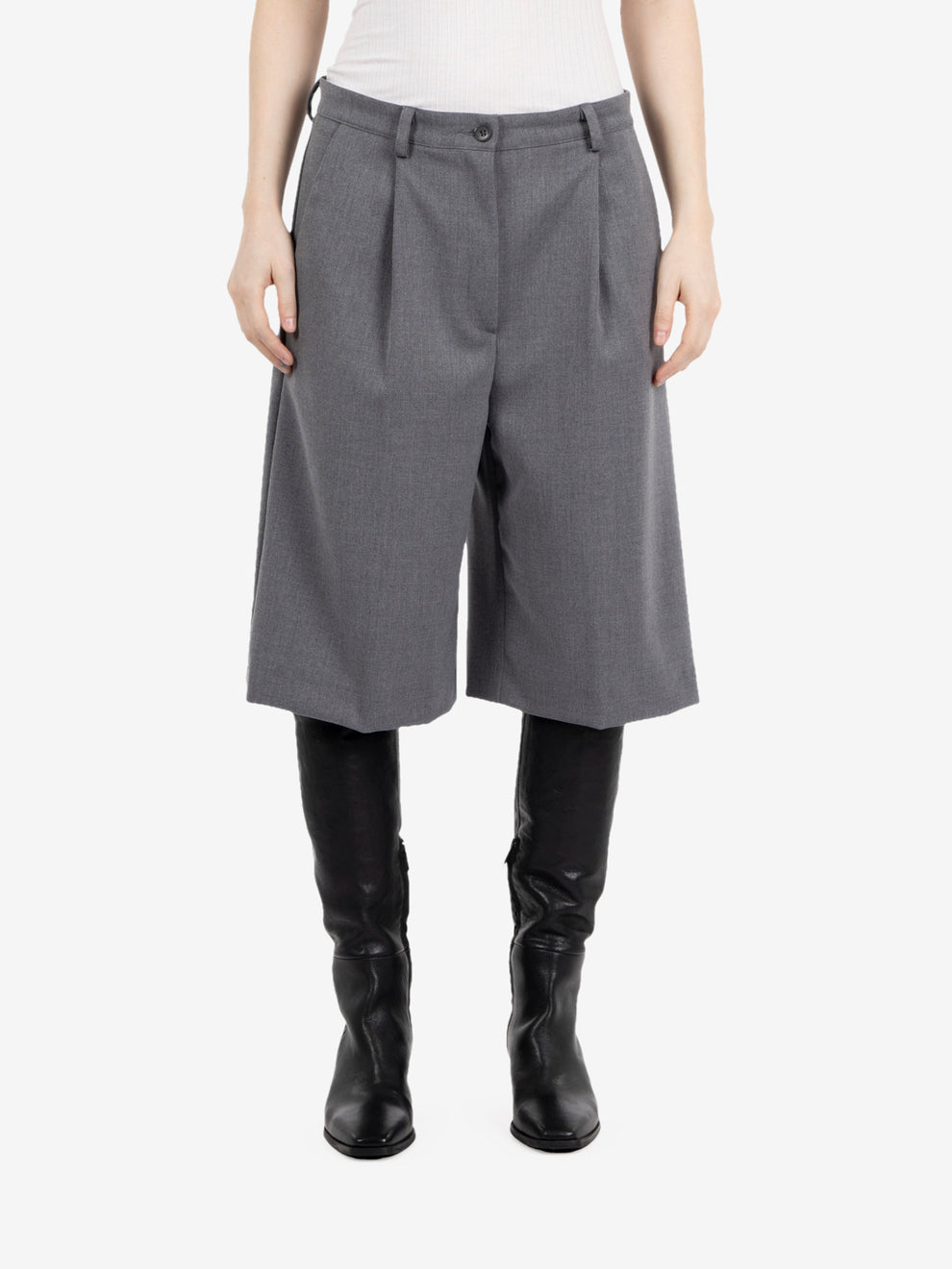 Bermuda con pinces light grey