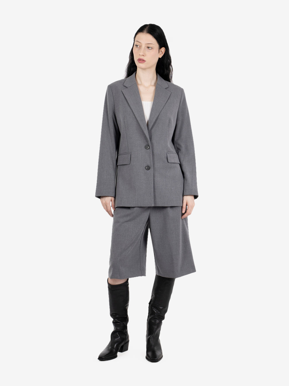 Bermuda con pinces light grey