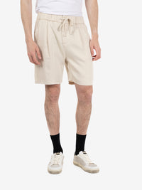 Ecru linen-effect Bermuda shorts