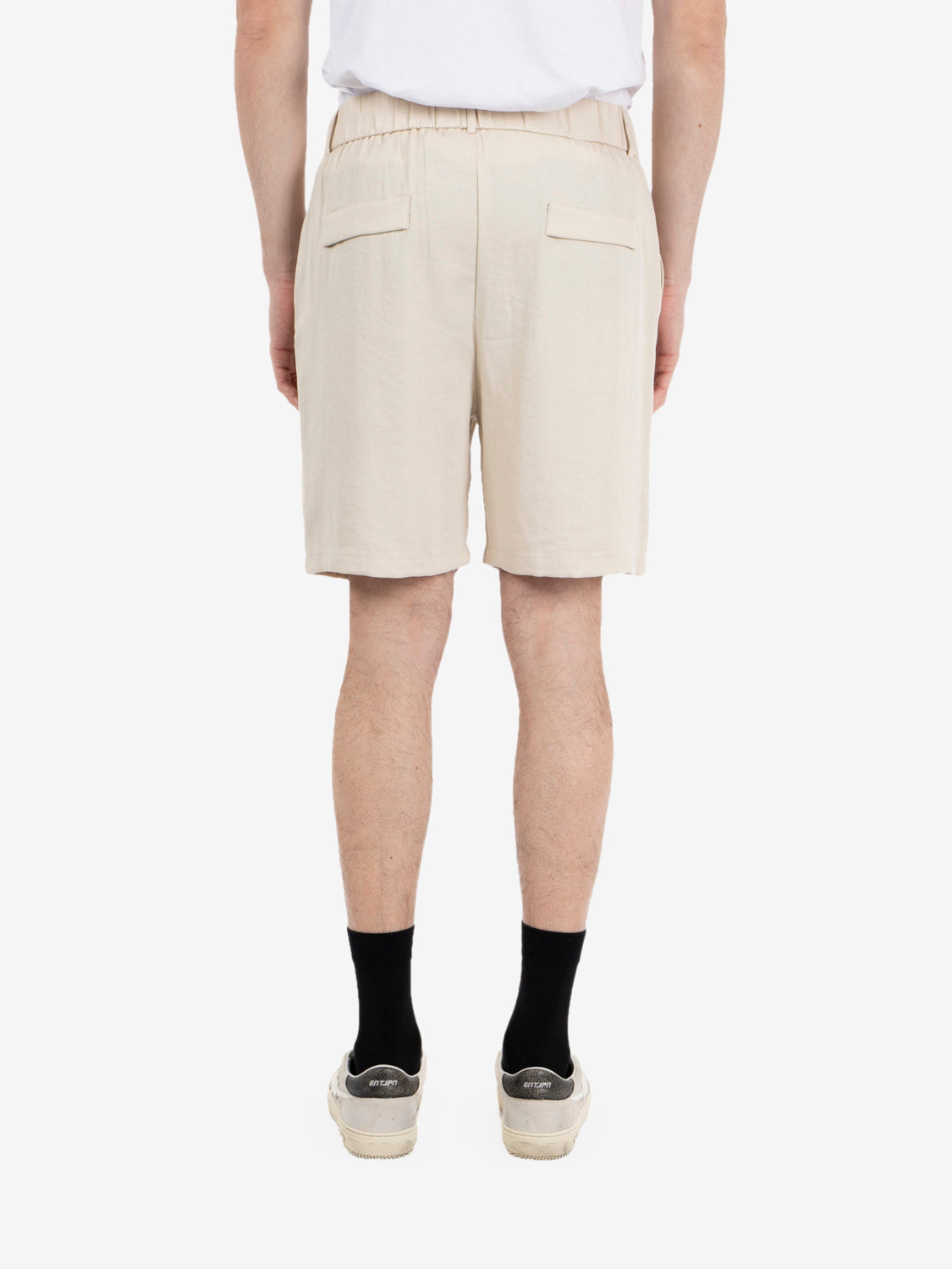 Ecru linen-effect Bermuda shorts