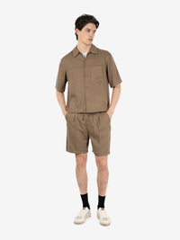 Mud linen-effect Bermuda shorts