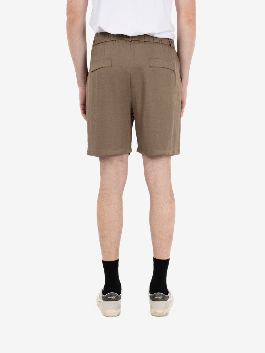 Mud linen-effect Bermuda shorts
