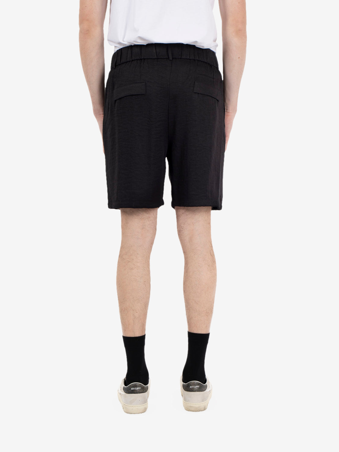Black linen-look Bermuda shorts
