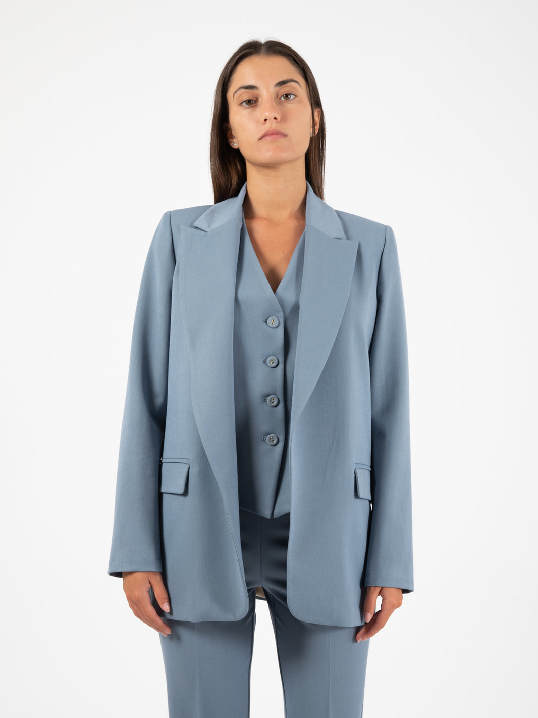 Blazer collo rever azzurro polvere
