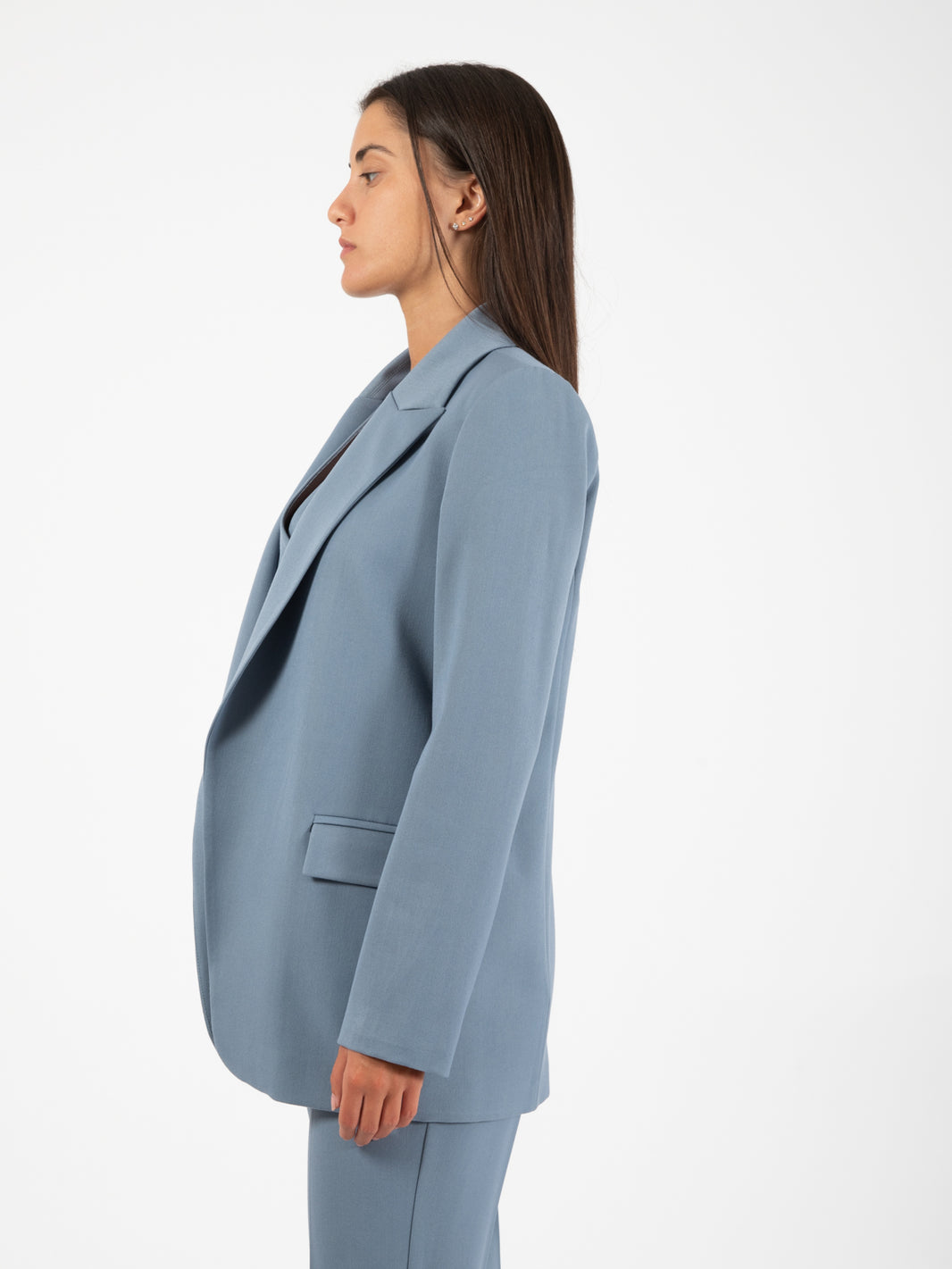 Blazer collo rever azzurro polvere