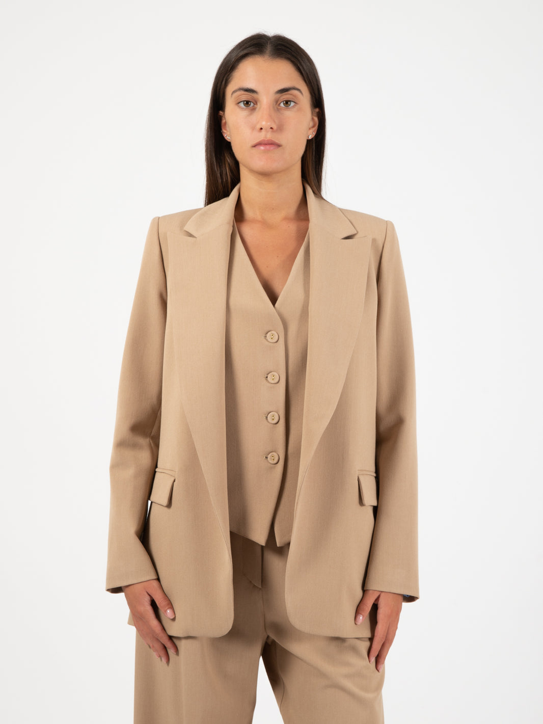 Blazer collo rever cammello