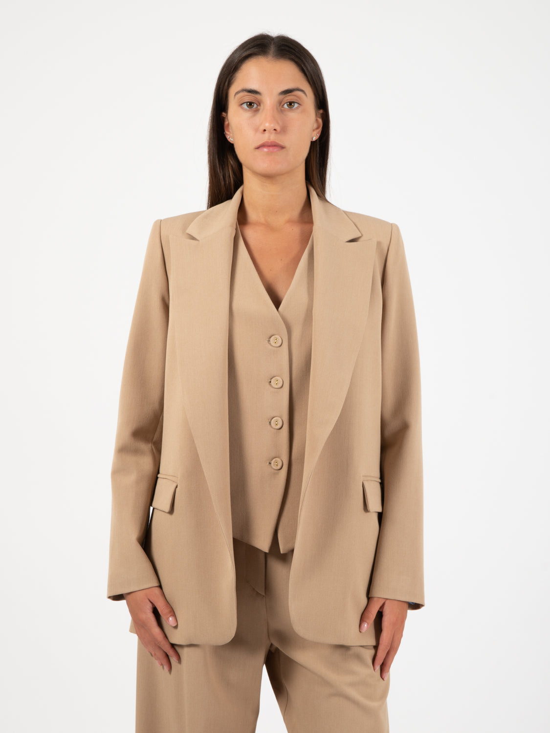 Blazer collo rever cammello