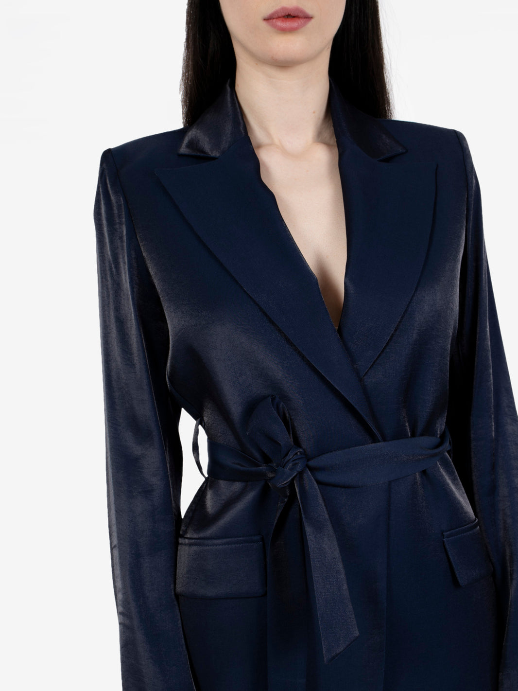 Blazer con fusciacca cangiante blu