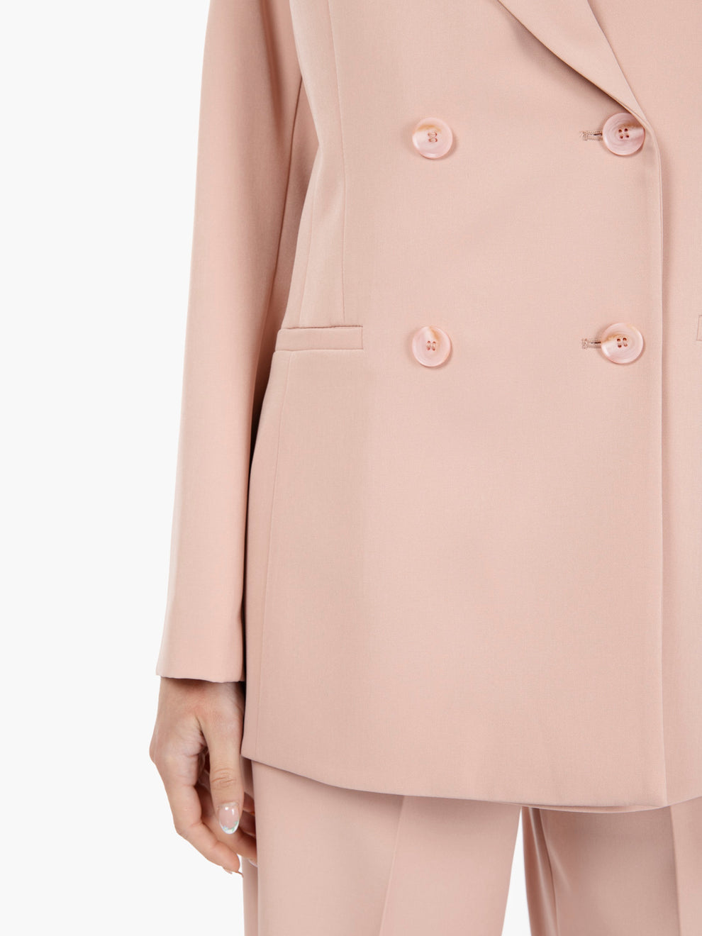 Blazer doppiopetto avvitato cipria