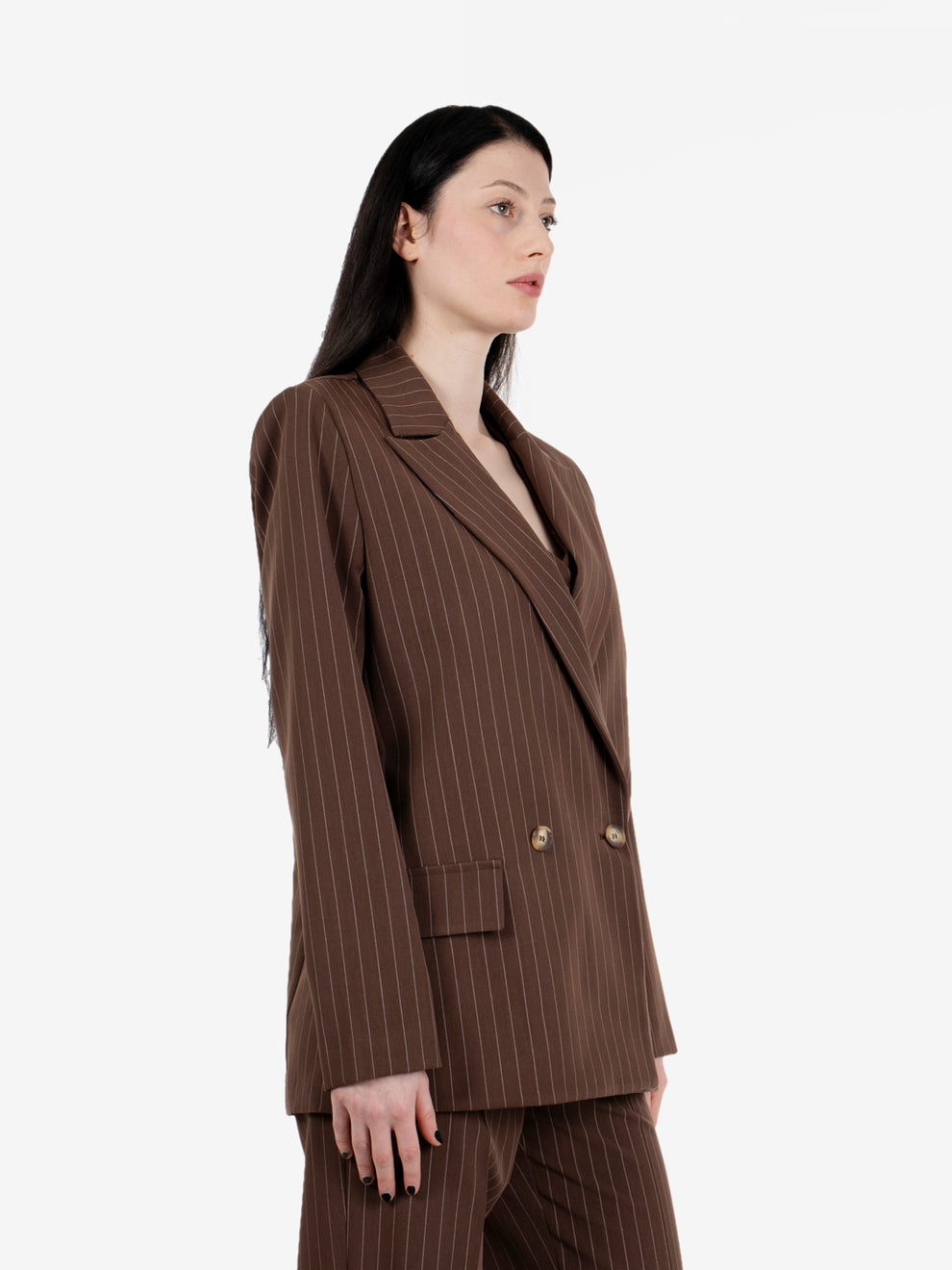 Blazer doppiopetto gessato cioccolato