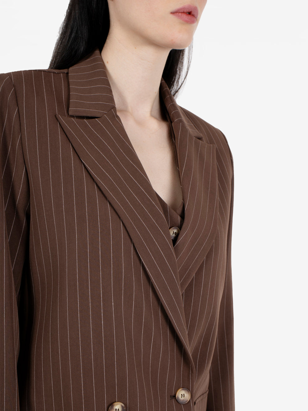 Blazer doppiopetto gessato cioccolato