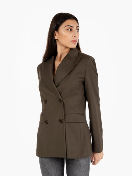 Blazer doppiopetto rever a punta verde militare