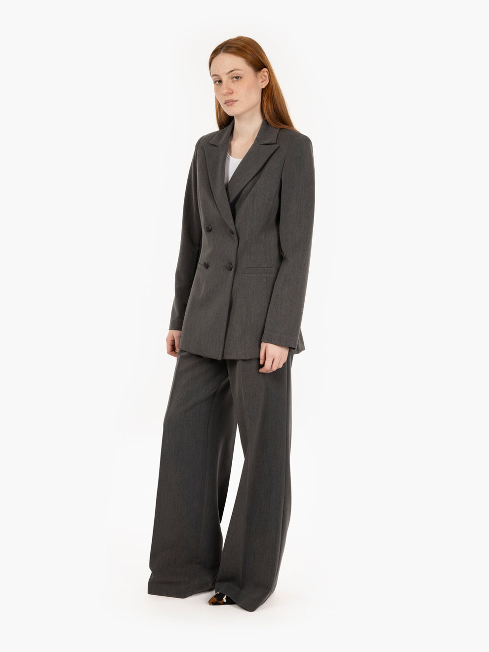 Anthracite double pleat trousers