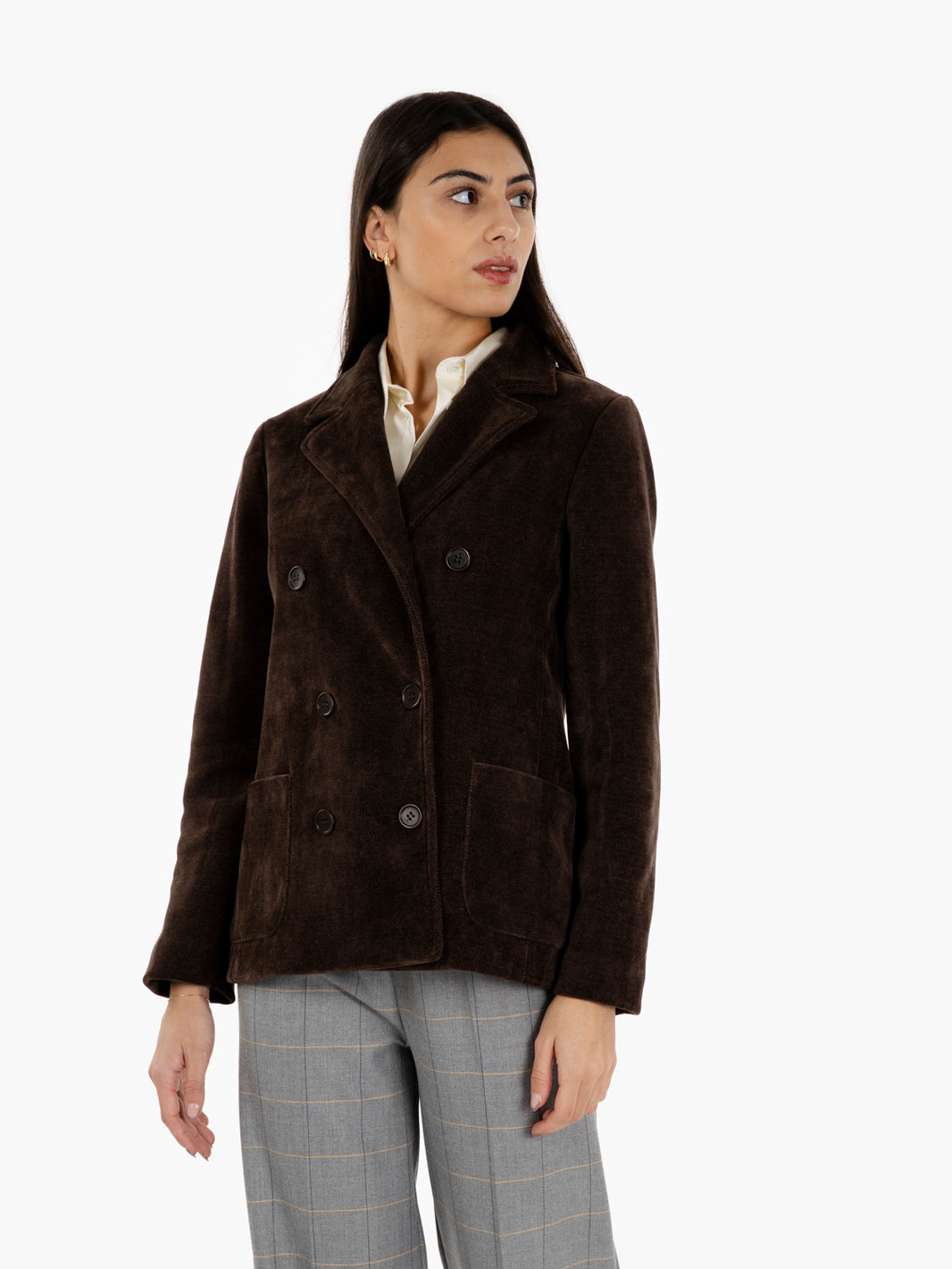 Blazer doppiopetto velluto cioccolato