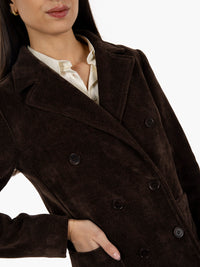 Chocolate velvet double-breasted blazer