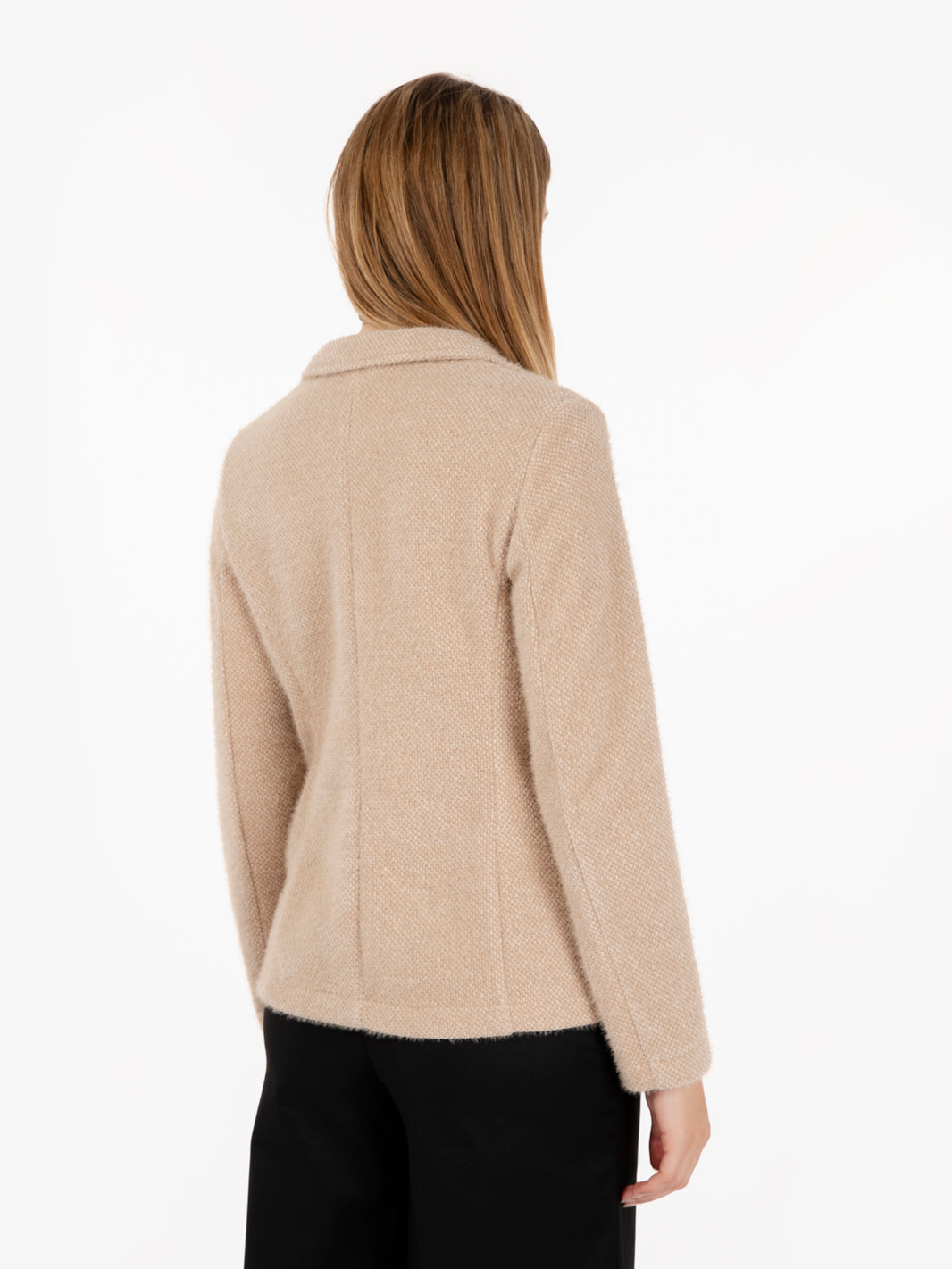Blazer effetto peloso beige